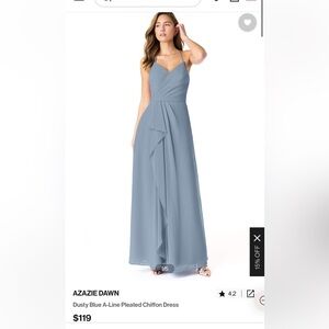 Azazie Dusty Blue Dawn Bridesmaid Dress A16 hemmed and altered to A14